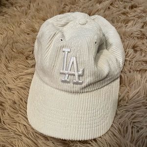 Urban Outfitters Cream Corduroy LA Logo Baseball Cap